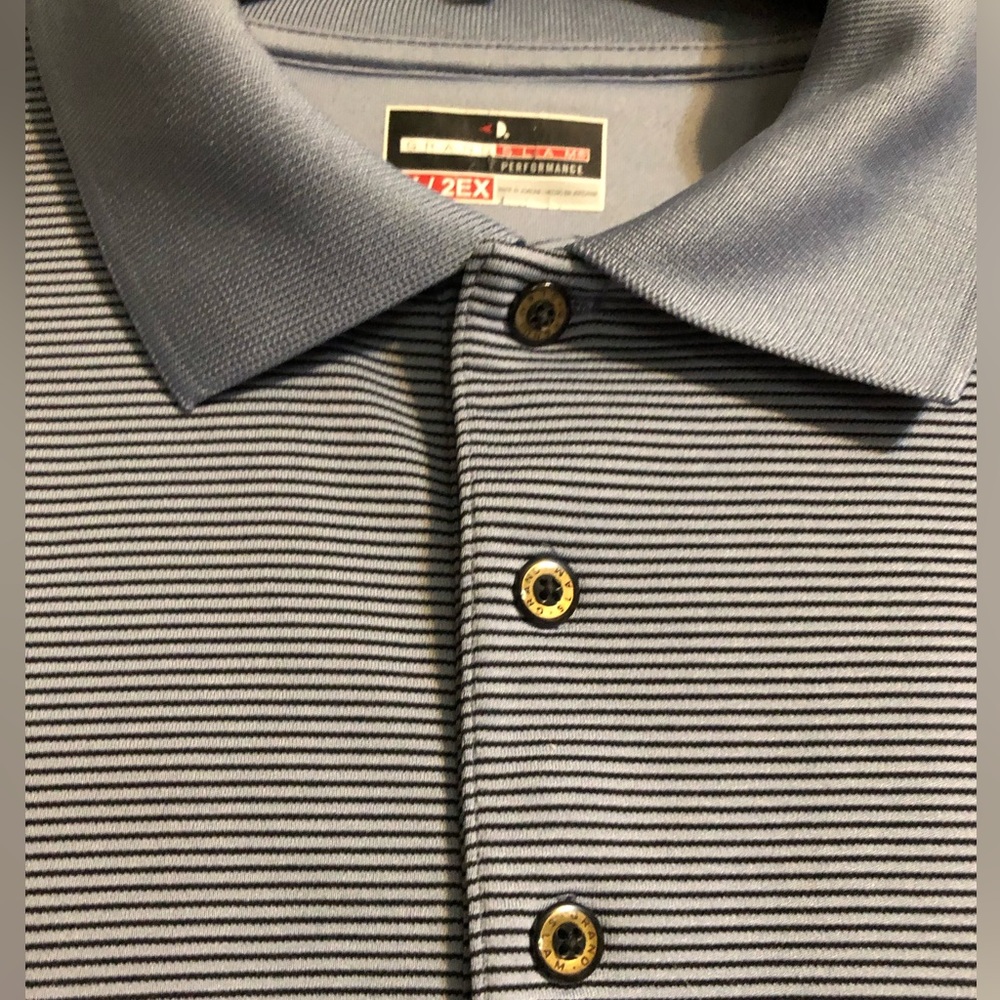 2X Men's Gray Striped Polo Shirt - Picture 8 of 13